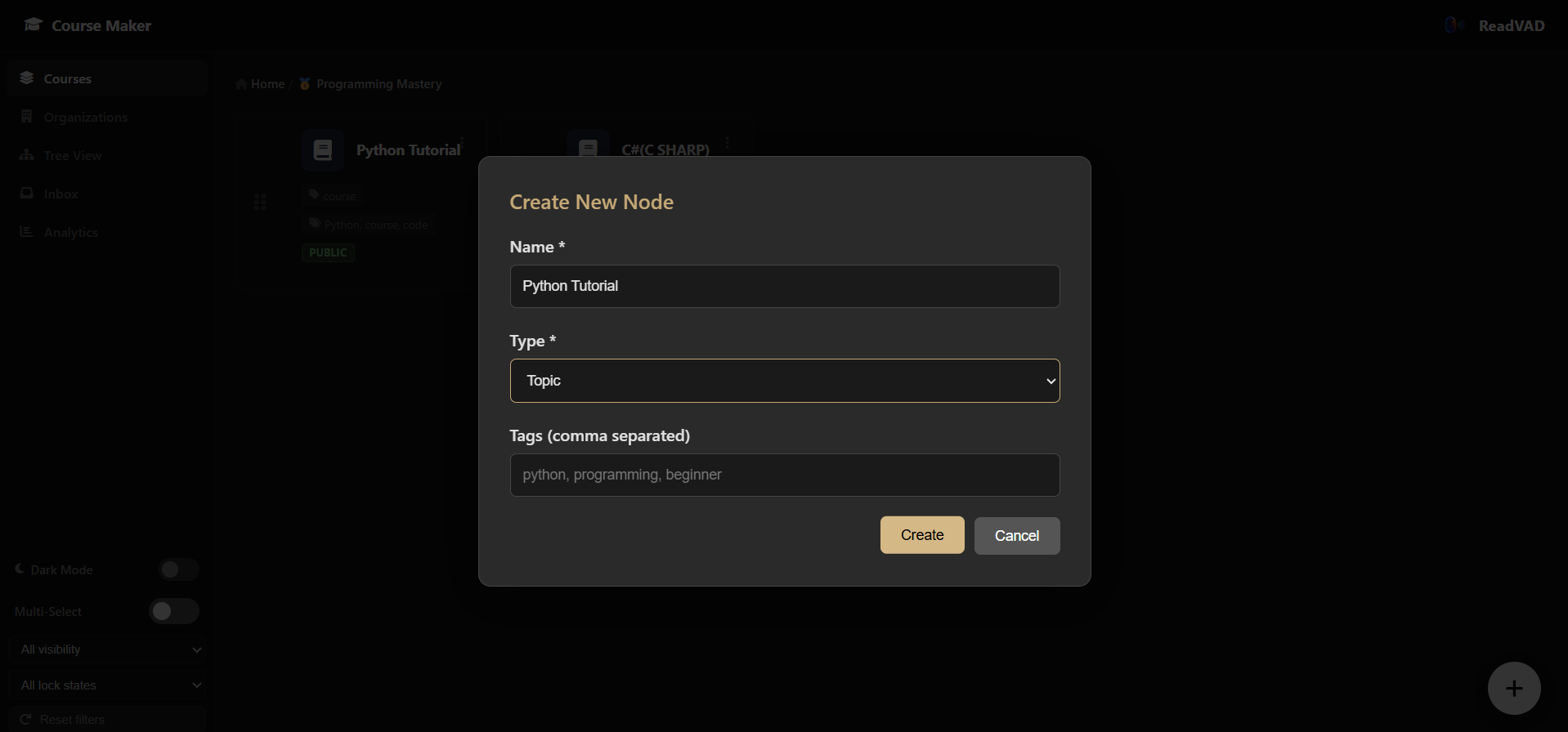 Create course structure