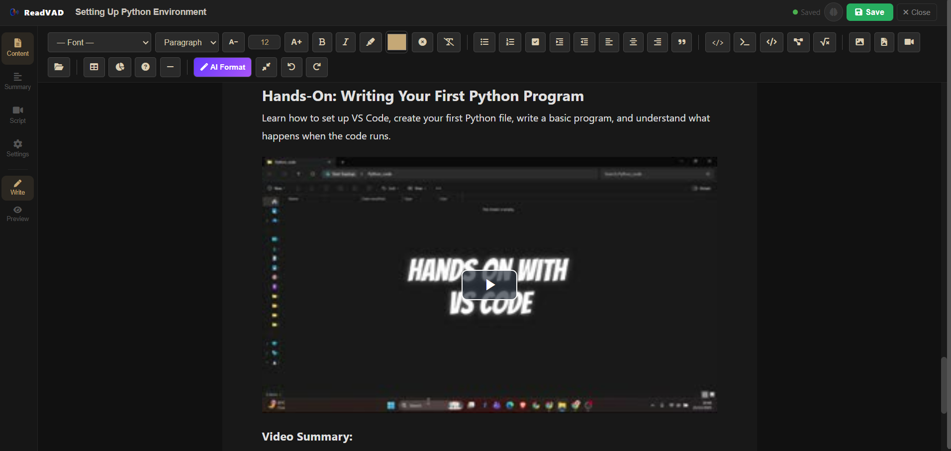 Content editor